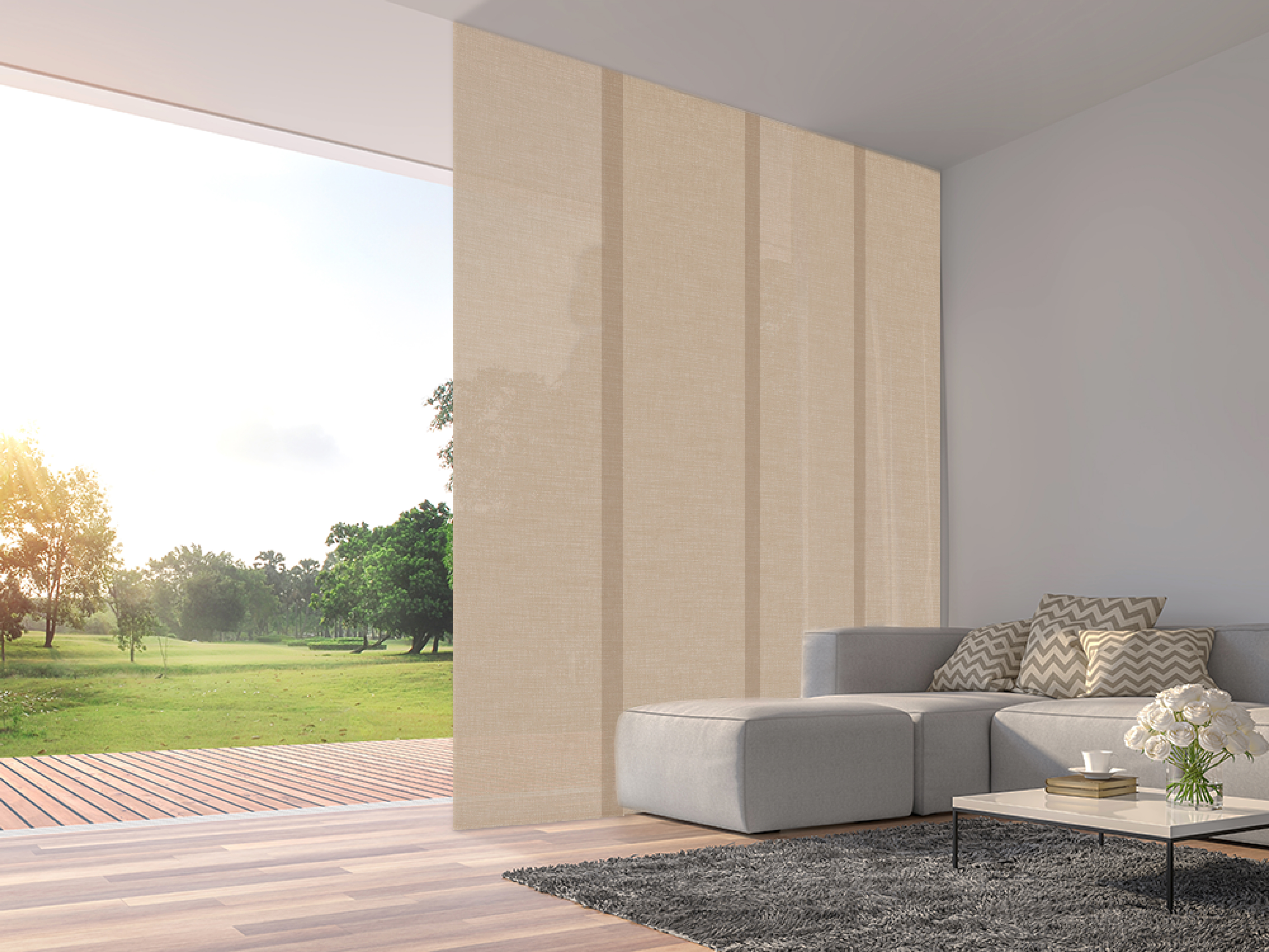Beige Delta Japanese Panel White Decoration