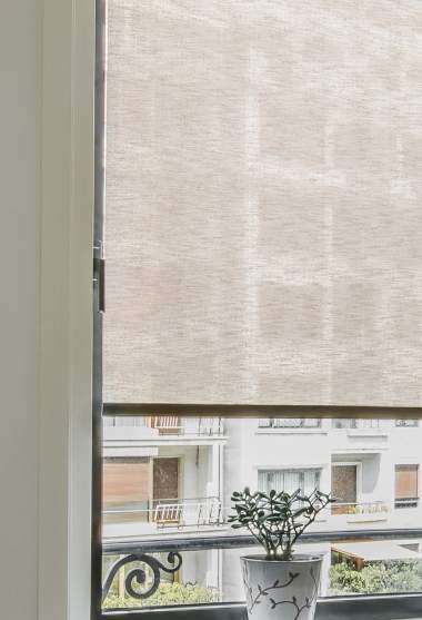 Petra Translucent Linen Roller Blind Brown Decoration Detail